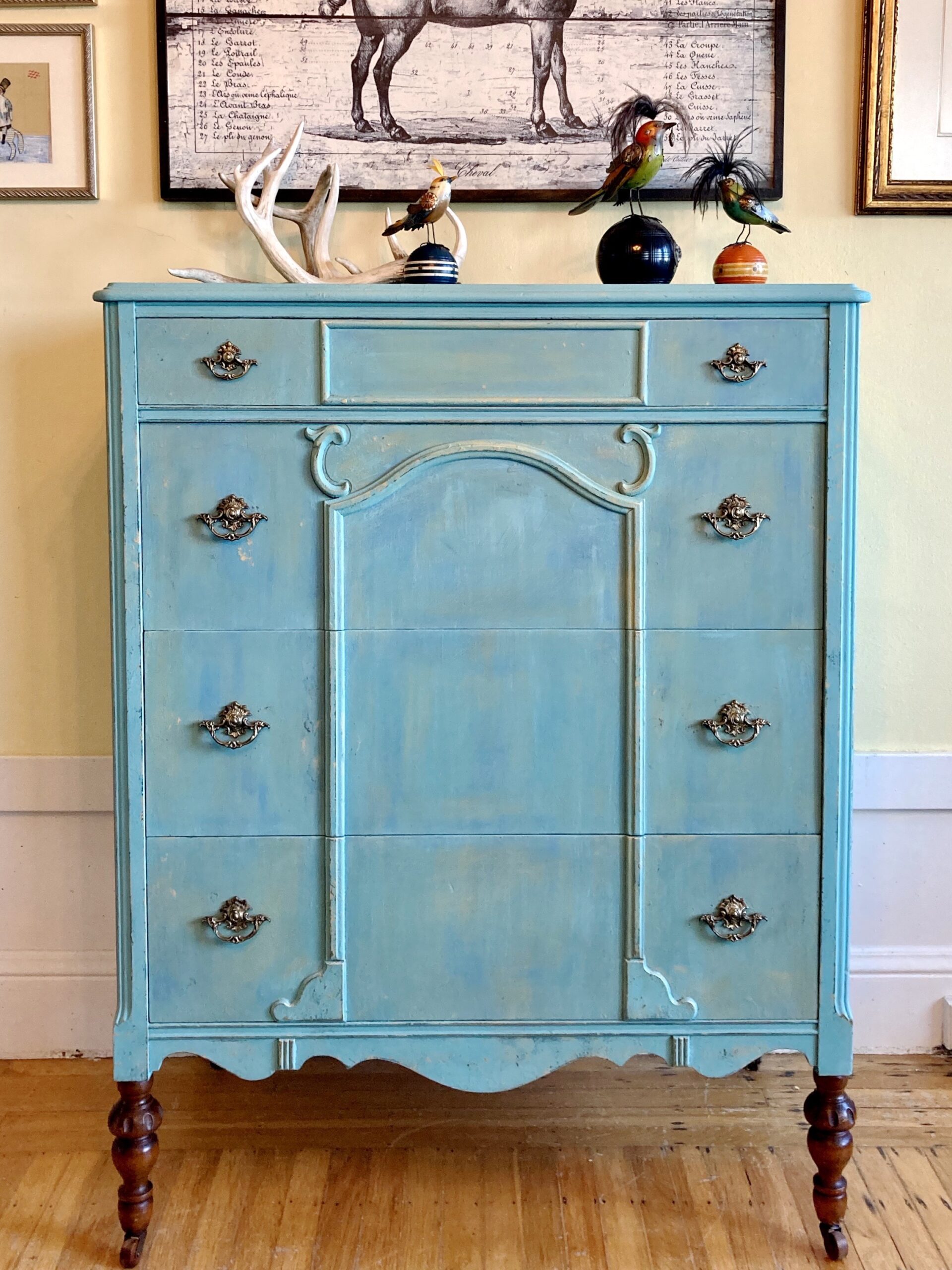 Elegant Tall Dresser-Blue